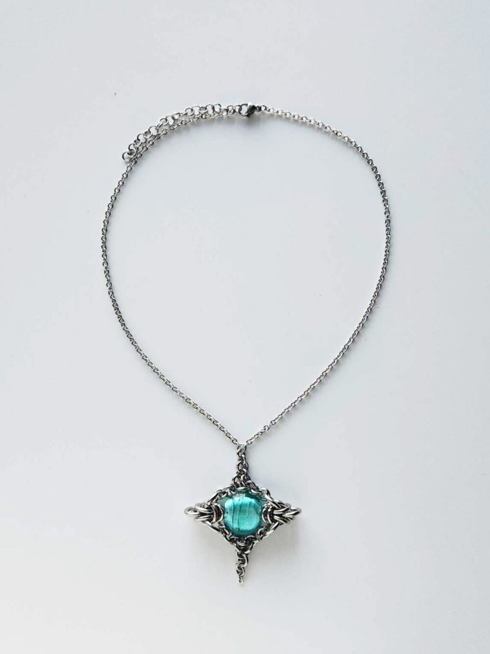 Aqua and silver star statement necklace - Picture 6 of 9